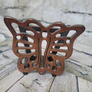 Brass Butterfly Vintage Letter Napkin Holder 4.5 x 3.75 x 1.5 Inches